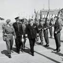 Inspecting troops during the visit in Stavanger (The Royal Court Archives)